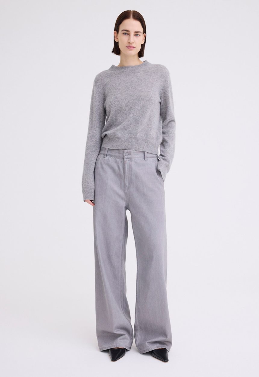 Jac + Jack Peter Cashmere Sweater - Mid Grey Marle